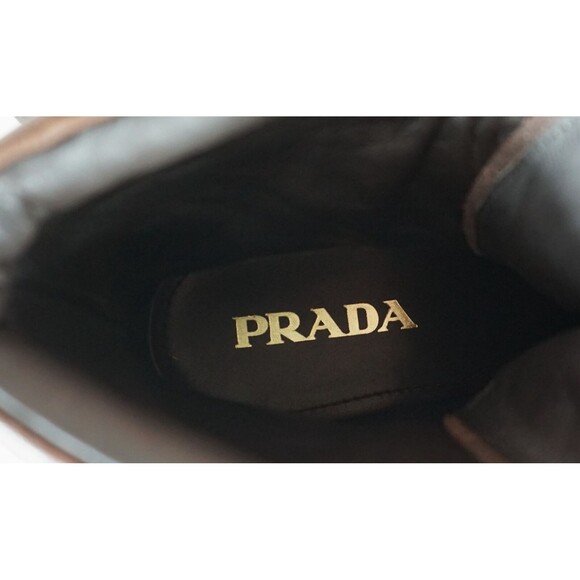 Prada Brown Combat Style Leather Mens Boots 9.5 (8.5 Prada) - Picture 6 of 6
